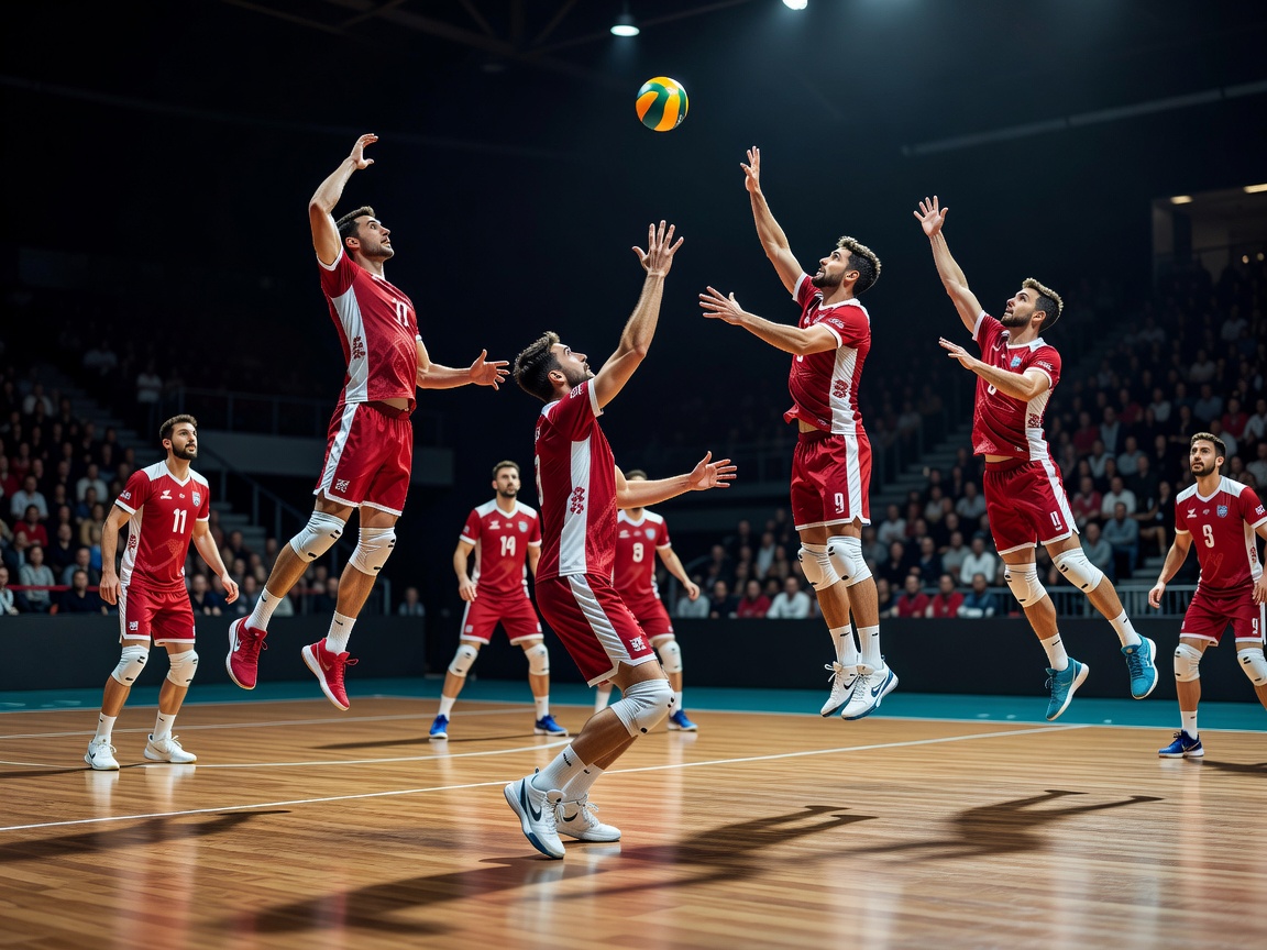 Refined volleyball artwork representing Trentino Volley with structured attack patterns